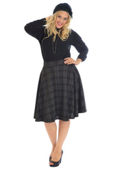 Red Tartan Flared Elastic Waist Skater Skirt For Women 20 - Dropwear